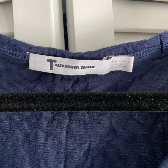 T by Alexander Wang Scoop Neck Short Sleeve T-Shirt - Navy Blue- Size XS - Picture 3 of 4
